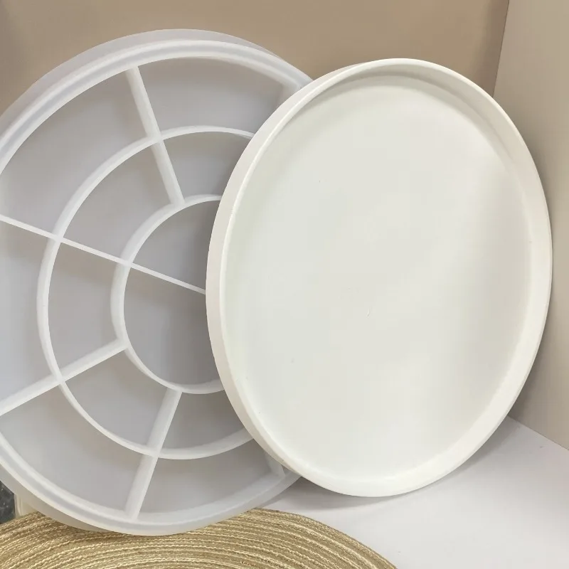 1pc Big Round Base Tray Silicone Mold Large Size Fruits Tray Pallet Concrete Mold Round Plate Cement Epoxy Clay Plaster Mold