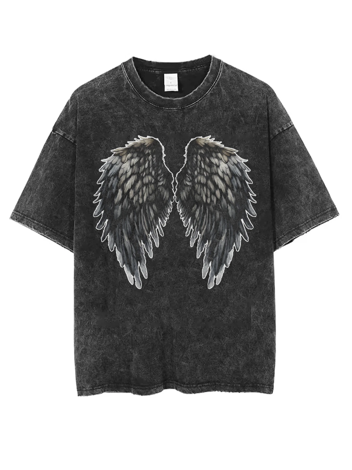 تي شيرت نسائي أسود مغسول برقبة دائرية وفضفاض مناسب ومريح بطباعة الهالوين ملابس كاجوال شتوية الأكثر مبيعًا