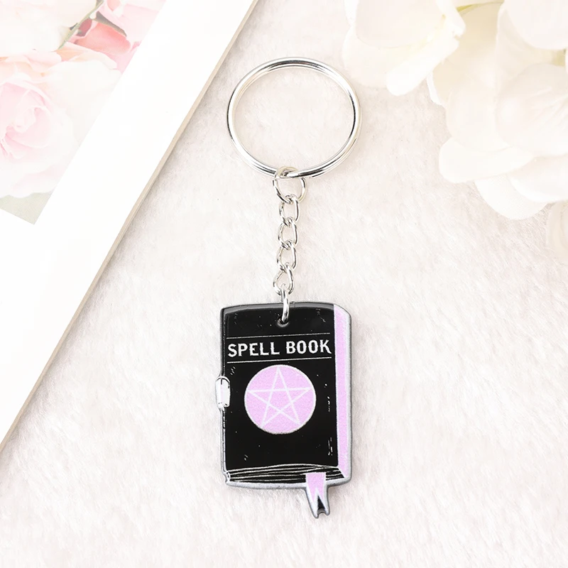 1Pc WitchTarot Keychain Punk Acrylic OUIJA Car Mirror Keyring Handbag Cat Moon Card Spell Girl Birthday Gift