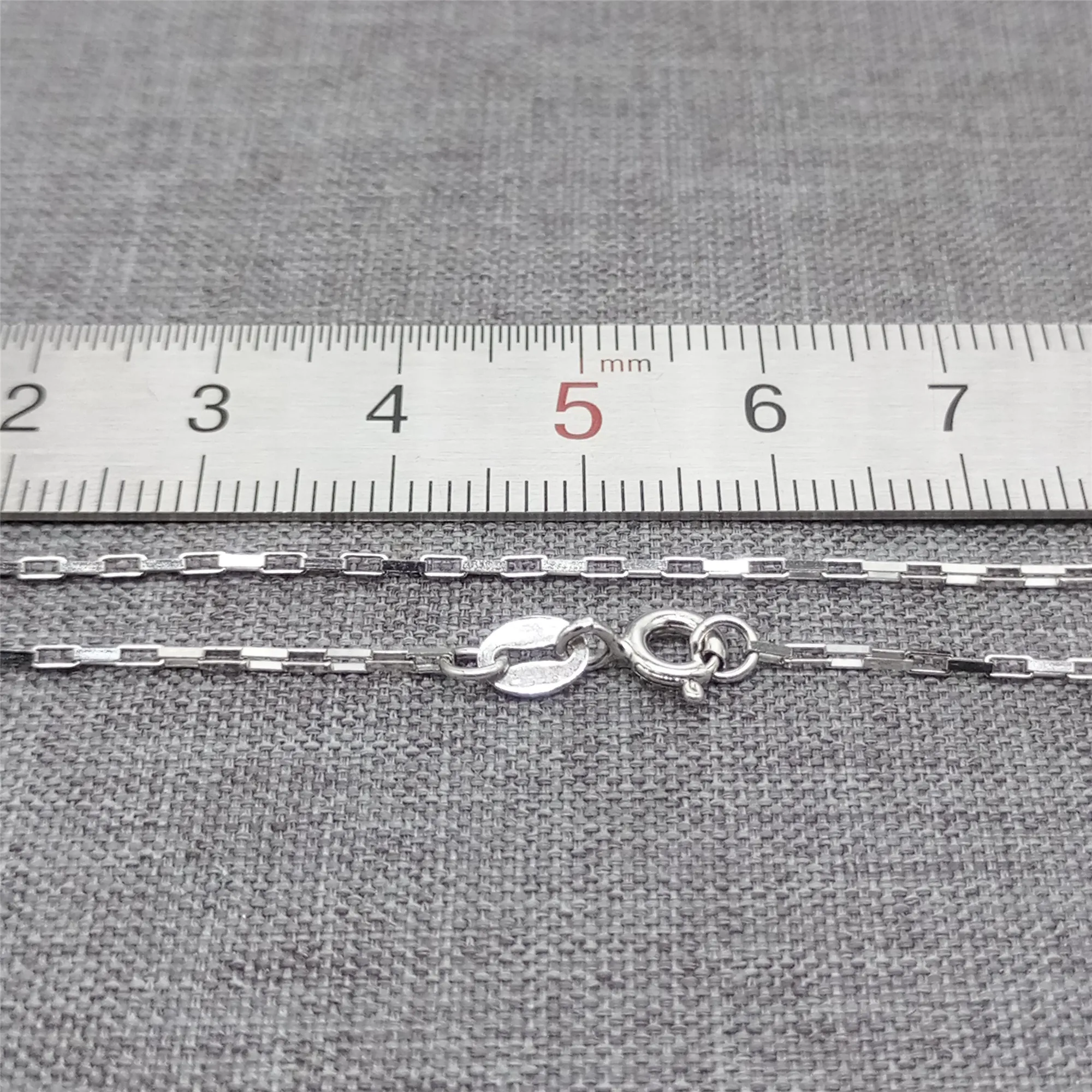 Sterling Silver Rectangle Cable Chain Necklace w/ Rhodium Plated 16