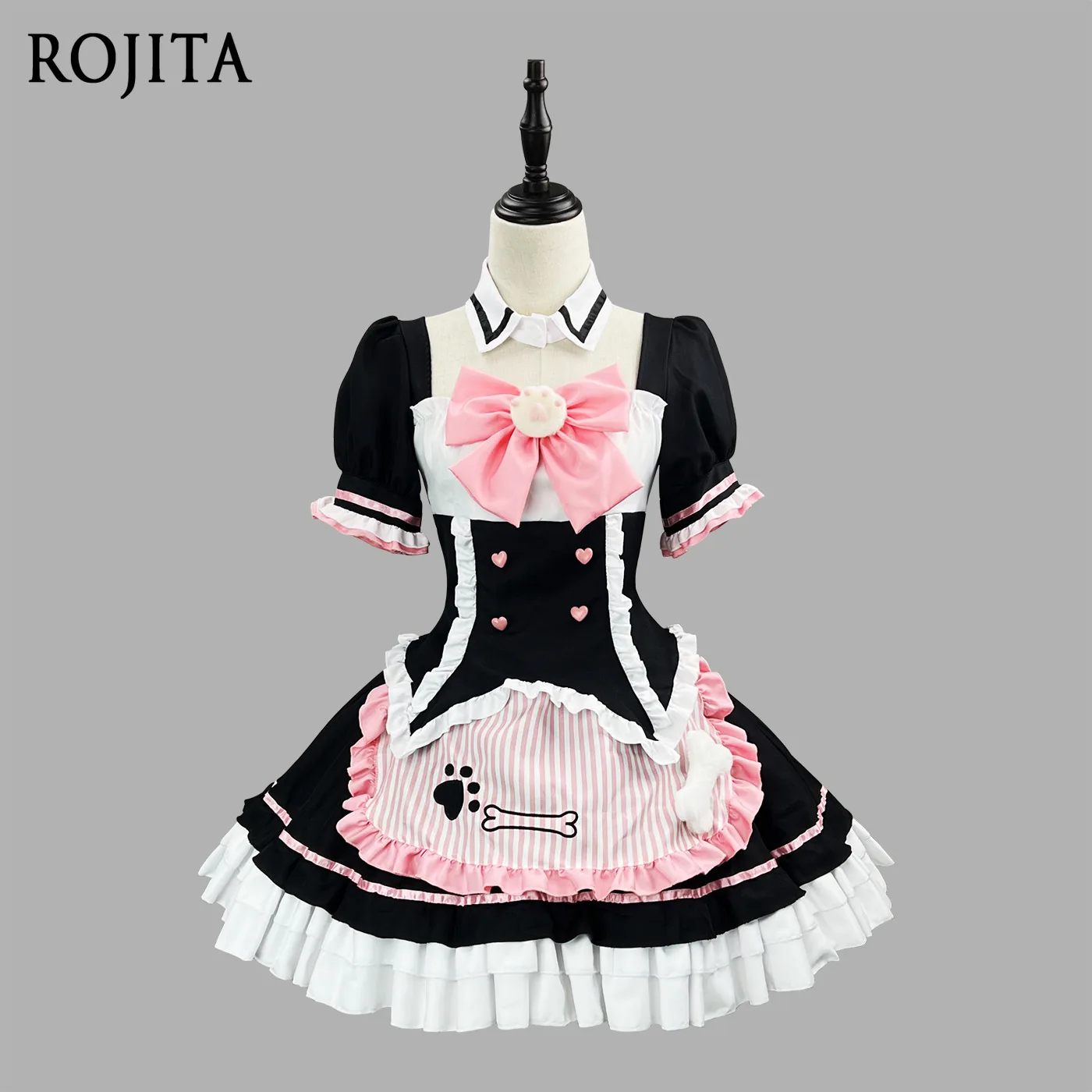 

Summer New Lolita Cute Cosplay Cat Paw Bow Tie Embroidered Maid Outfit Lolita Set Women's Clothing Skirt Sets