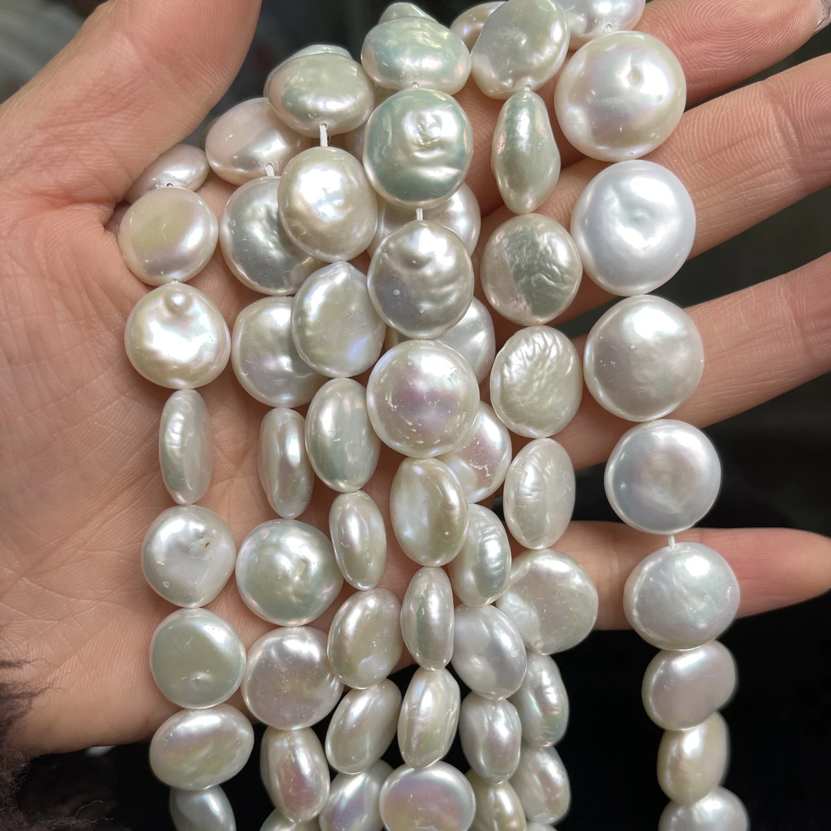 

13-14mm High Quality Natural Freshwater Pearl Large Button Pearl Loose Beads for Jewelry Making DIY Necklace Bracelet Accessory