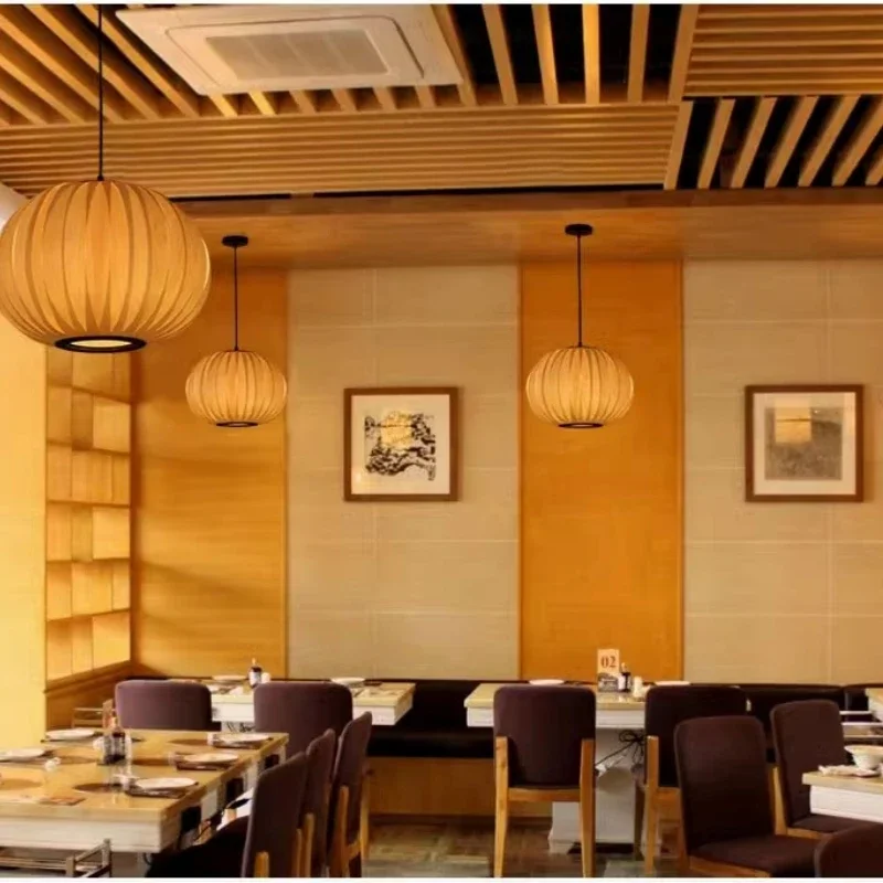 Japanese-style Wood Skin Braid Ceiling Pendant Lights Restaurant Living Room Teahouse Study Retro Loft Decor Rural Hanging Lamps