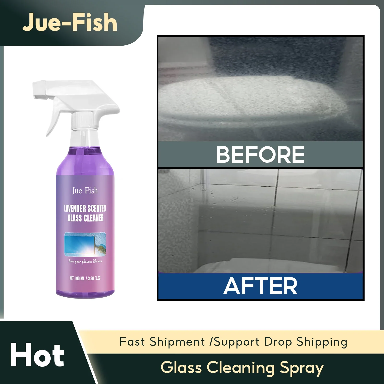 Anti Fog Glass Cleaning Spray, Window Mirror, Windshield Polishing, Dirt Dust Oil, Film Removal, Water Spot Glasses Cleaning