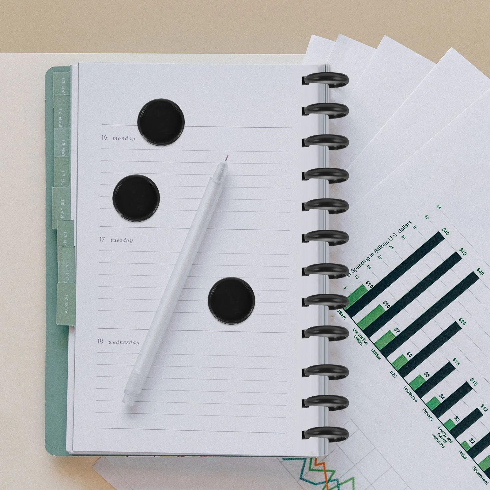 

55Pcs Mushroom Snap Album Discs Innovative Detachable Design Plastic Book Binding Discs for Planners Notebooks Albums