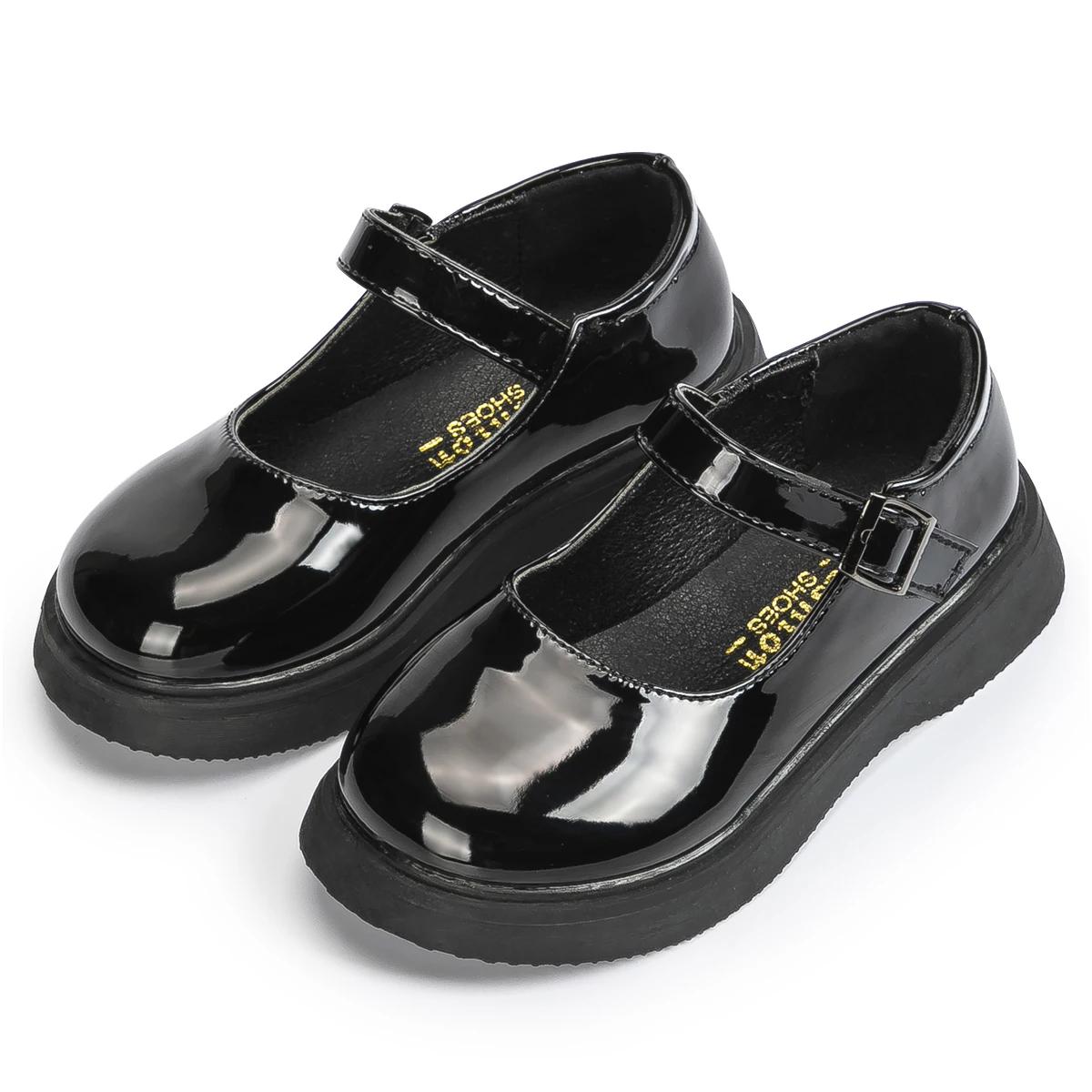 KIDSUN SIZE 26-35 Kids Girls Shoes Flats Comfort Shiny Rubber Oxford School Uniform Shoes Black Shallow Party Dress Casual Shoes