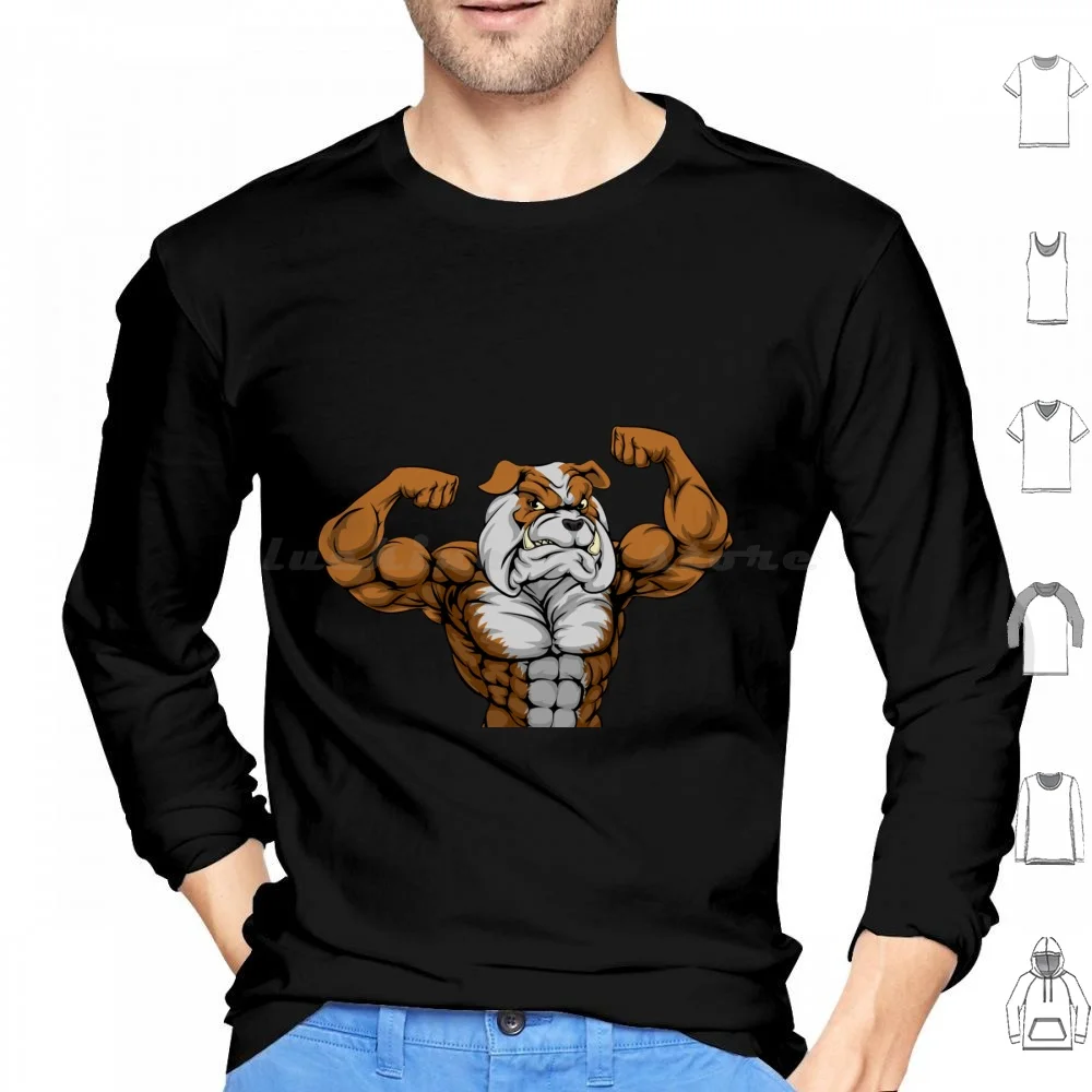 Bodybuilder Bulldog Hoodies Long Sleeve Dog Pitbull Hond Daggoe Dogs Honden Bodybuilding Pitbulls Bull Terrier