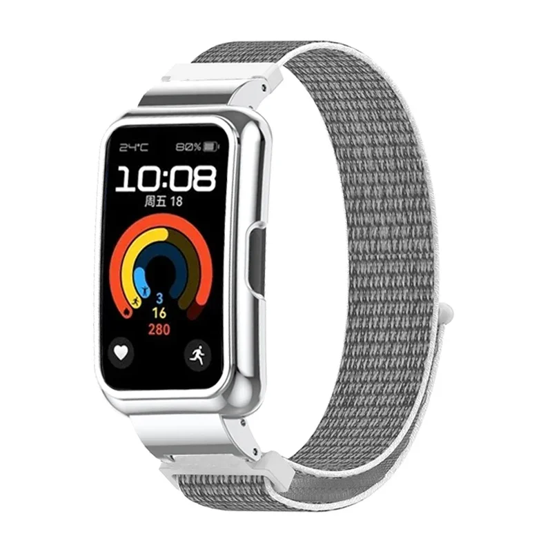 Strap Case Protector for Huawei Band 9 Nylon Breathable Bracelet+Metal Cover for huawei band 8 Wristband Protective Shell Frame