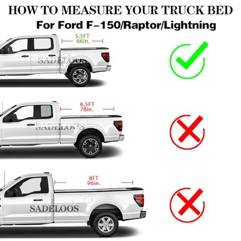 Retractable Hard Tonneau Cover with Password Lock Fits 2015 2026 Ford F 150 Raptor & Lightning (5.5ft / 66