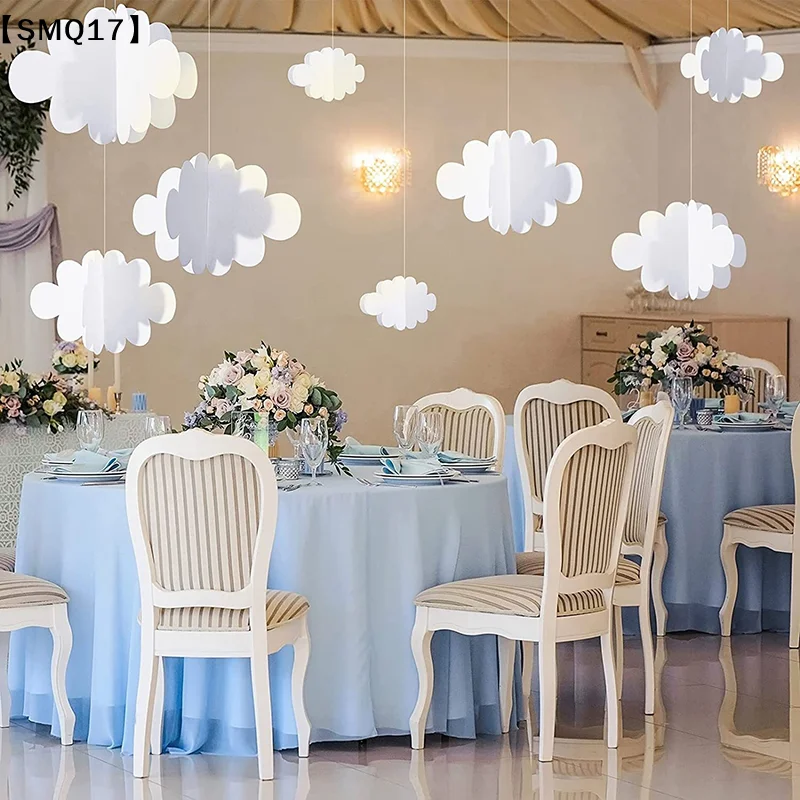 16Pcs 3D Cloud Decorations White Hanging Clouds For Ceiling Cloud Party Decorations Cloud Ornaments Hanging Ceiling Decora【SMQ】