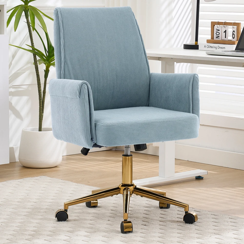 

Mid-back Liftable Office Chair: Striped Fabric, Ergonomic Design, Ideal for Work/Study/Relax, Better Sitting Experience. Blue