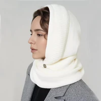 Winter Women Beanies Balaclava Hat Scarf Knitted Hooded Caps Outdoor Warm One-Piece Neck Collar Hats for Girls - Image 6