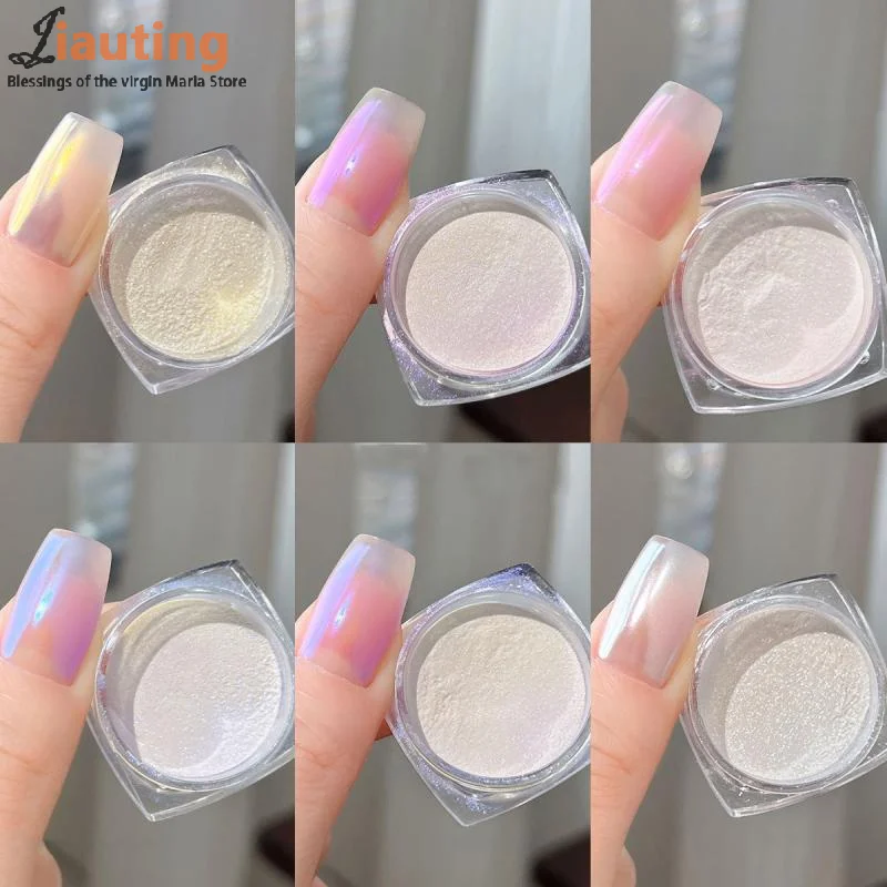 문라이트 펄 매직 미러 파우더 오로라 네일 파우더 글리터 더스트 크롬 네일 아트 데코레이션 페인팅 도구 매니큐어 살롱 DIY