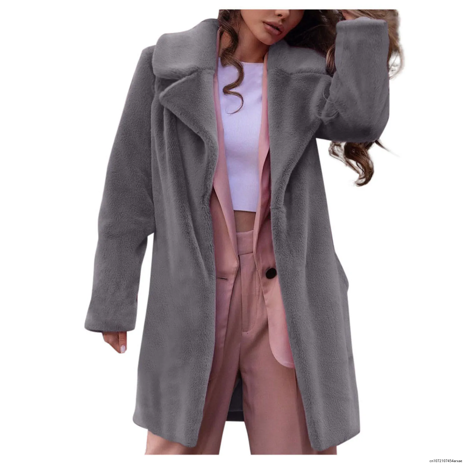 Roze Lange Teddybeer Jas Vrouwen Warm Winter Fleece Jack Lange Mouw Dikke Warme Oversized Lange Jas Bovenkleding Overjas