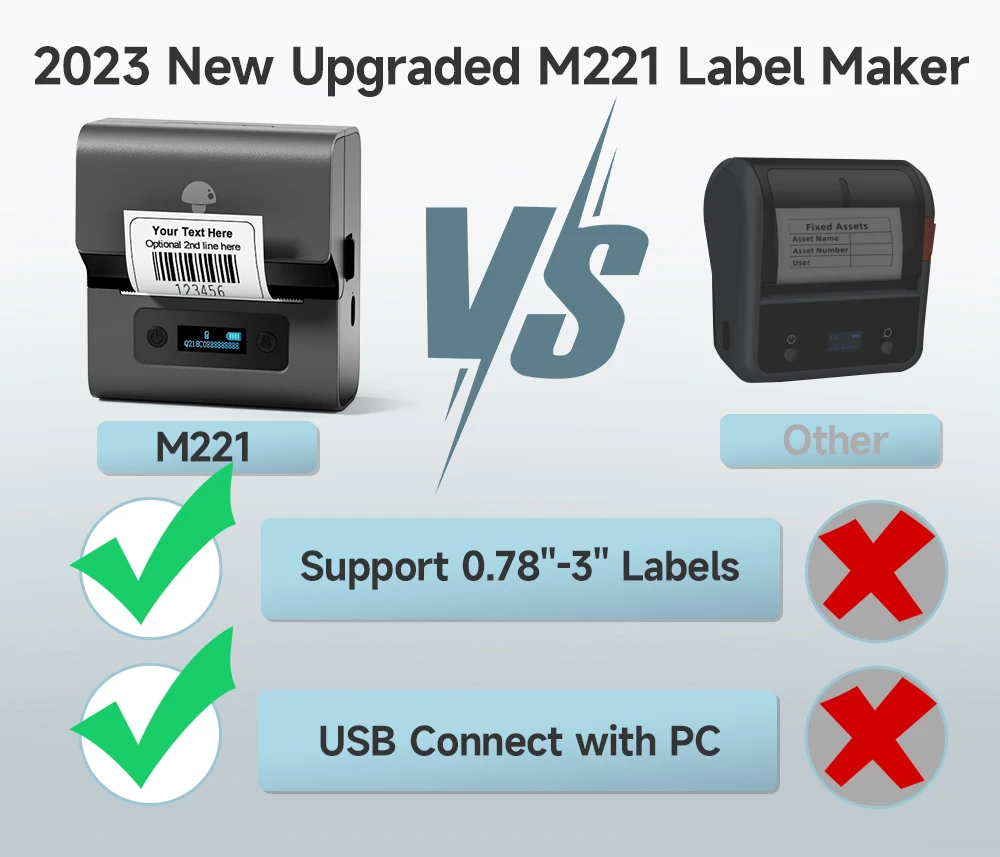 Echter Phomemo M221 3 Zoll wasserdichter ölbeständiger Barcodedrucker Handheld Mini Thermo-Etikettendrucker Smart Label Printer