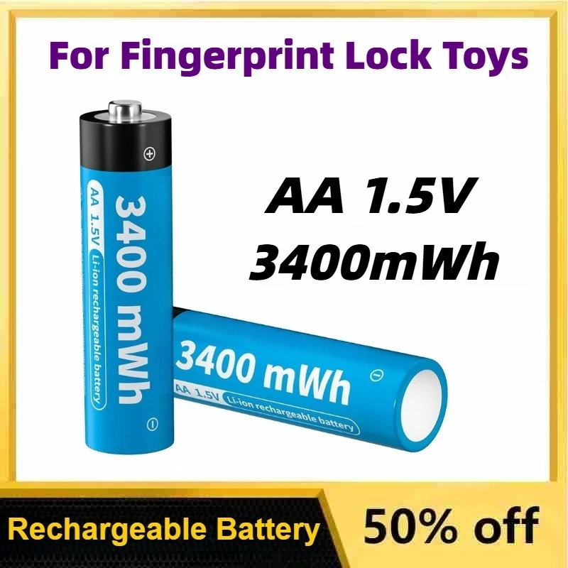 

High-capacity 3400mWh 1.5V Constant Voltage AA Rechargeable Lithium Battery for Fingerprint Lock Toys Replaceable Batteries