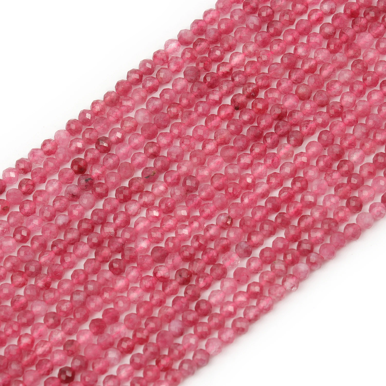 Großhandel Facettierte 2 3 4mm Naturstein Rosa Turmalin Perlen Runde Kleine Lose Perlen für Schmuckherstellung DIY Armbänder Halsketten – Detail 2