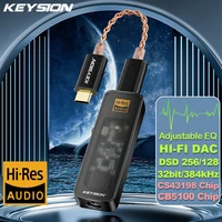 KEYSION CS43198 Decodificador de Audio HiFi USB DAC 384KHz DSD256 tipo C a 3,5mm ajuste EQ HD amplificador de auriculares para Android iOS Win10