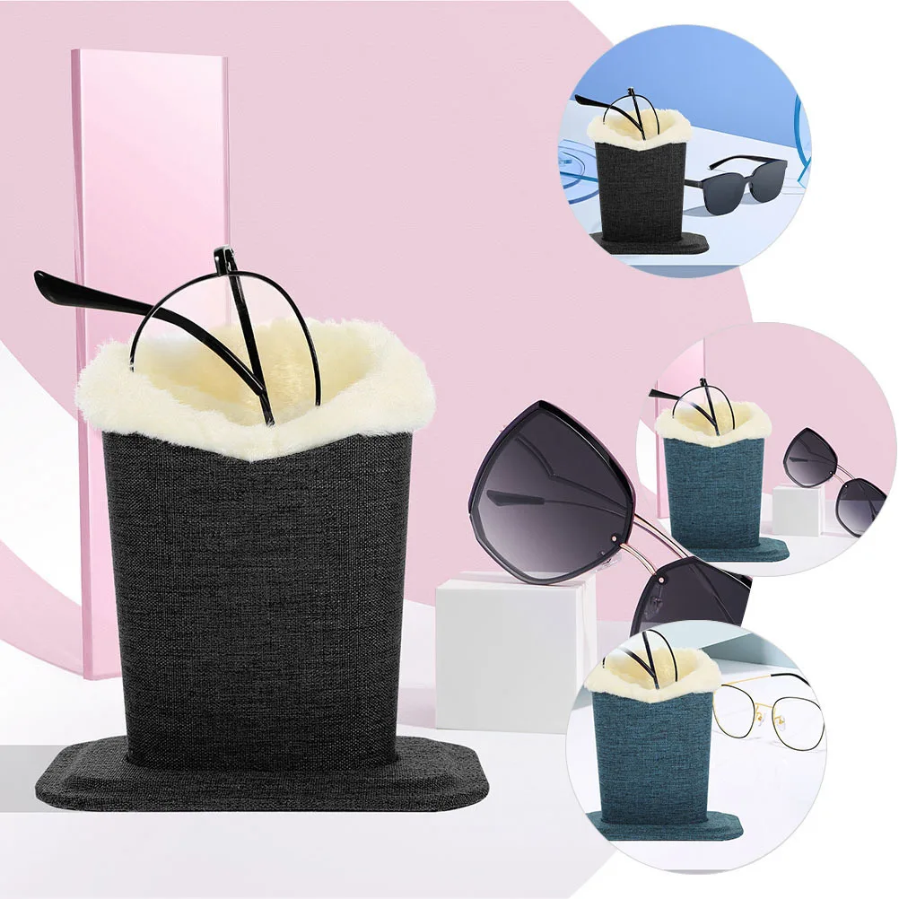 

2pcs Eyeglass Holder Glasses Stand Scratch Proof Lining Convenient Storage Display Decorative For Home Office Use