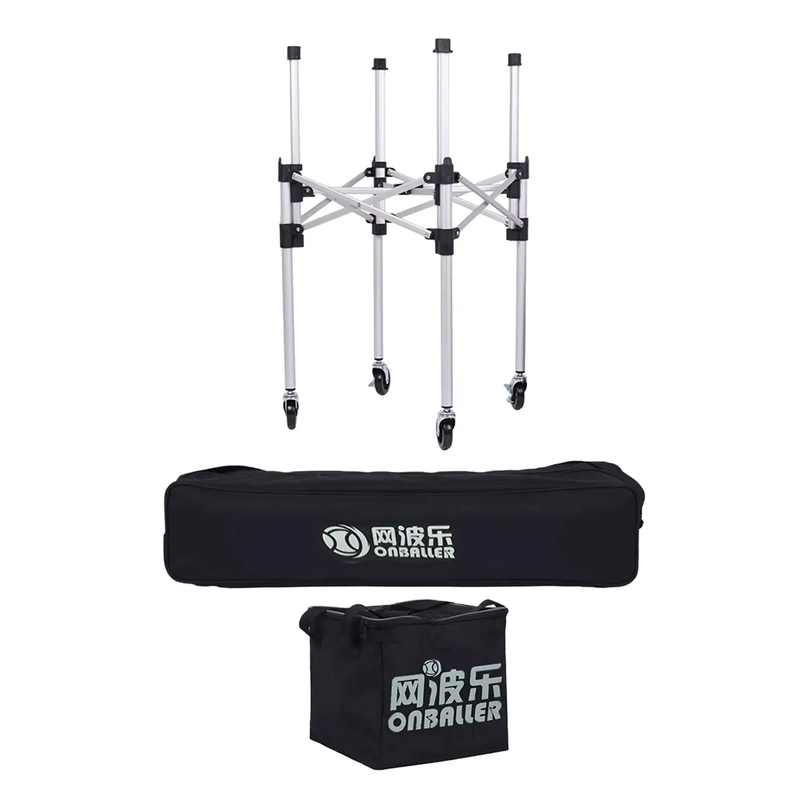 

Tennis Ball Cart Folding Wheeled Coaching Cart Storage Lightweight with Bag Training Ball Container Adjustable Height Basket