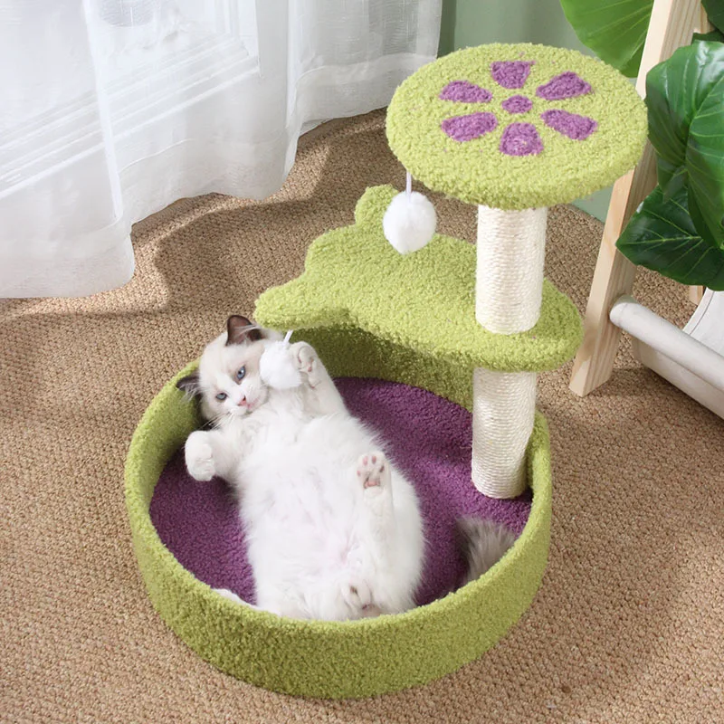 Cat Climbing Frame Plush Cat Tree Double Color Cat Scratching Board