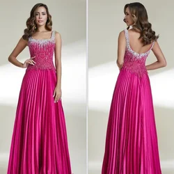 Yipeisha  Sparkle Square A-line Floor Length  Dresses Draped Rhinestone Satin Customized