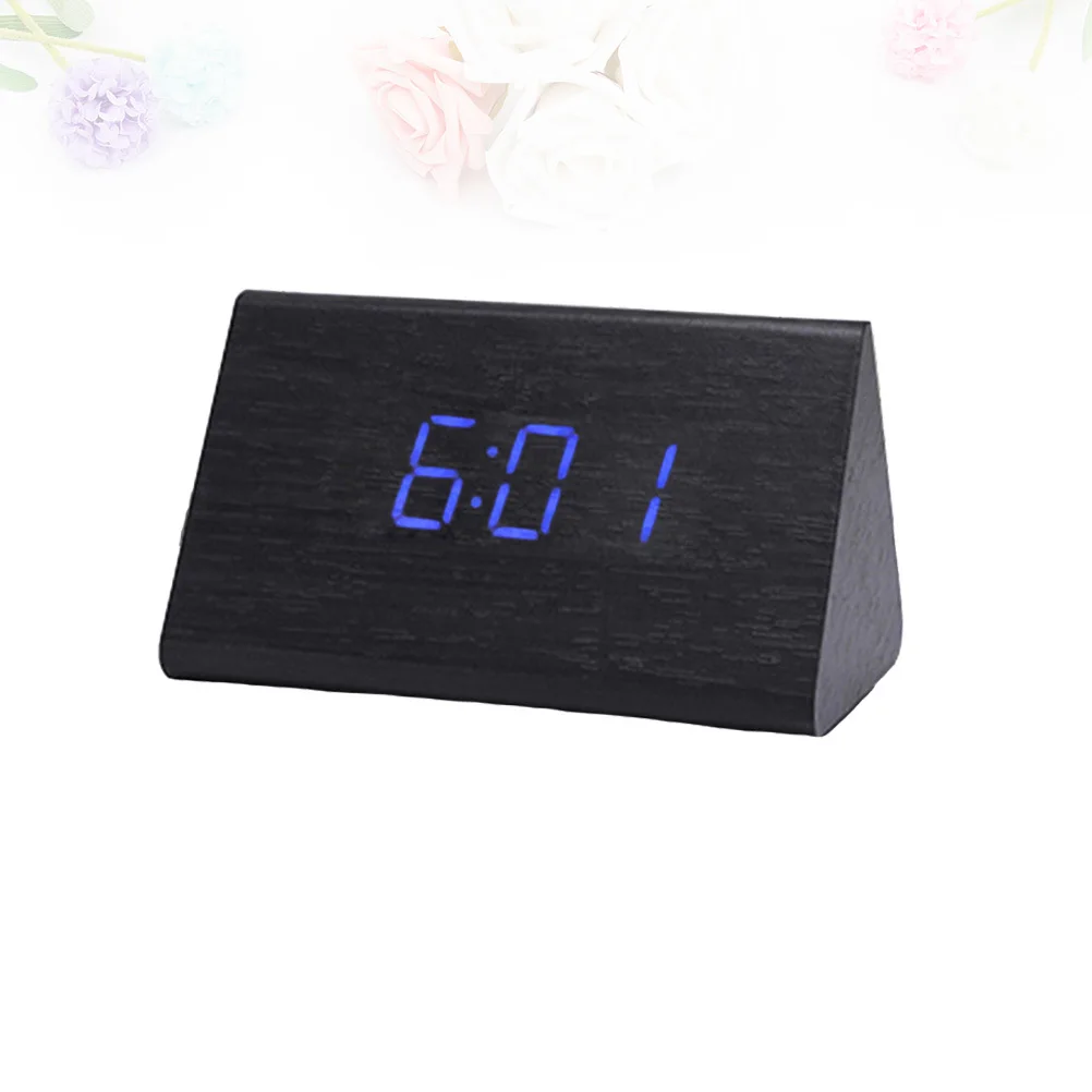 

Sound Control Led Wooden Alarm Temperature Display Touch Sensor Digital Desk Clock For Bedroom Modern Clock Thermometer