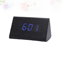 Sound Control Led Wooden Alarm Temperature Display Touch Sensor Digital Desk Clock For Bedroom Modern Clock Thermometer