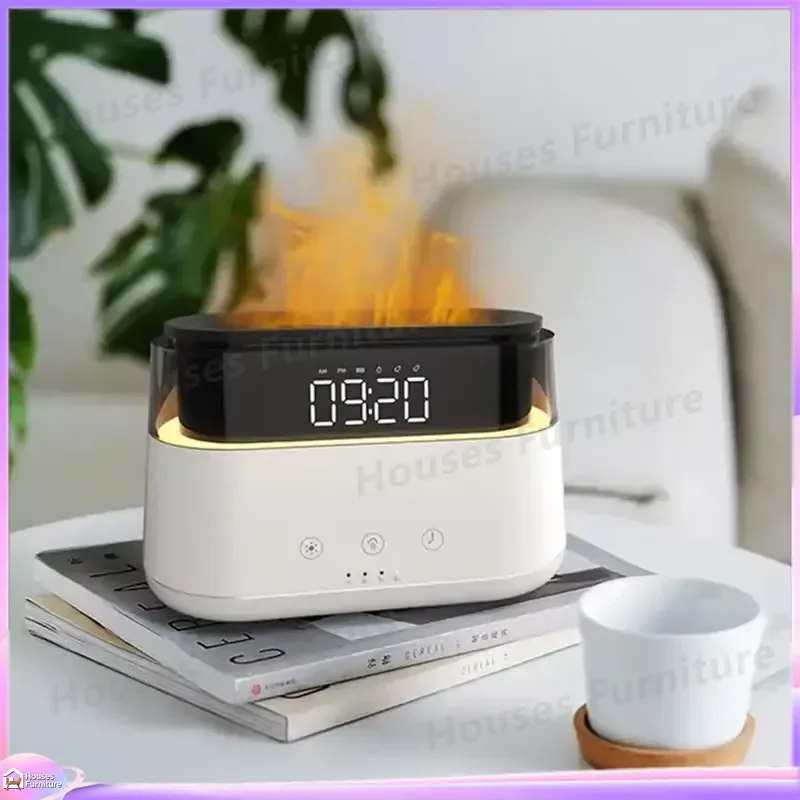 230 3D Flame Humidifier Essential Oil Diffuser Smart Aroma Diffuser with Colorful LED Lights Alarm Clock Air Purifier Home