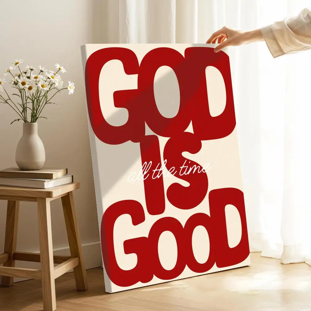 GOD IS GOOD all the time Framed Wall Painting Ready to Hang Canvas Art Poster for Living Room Bedroom Home Decor Decals