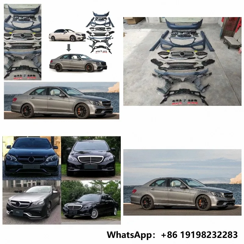 For Mercedes Benz E Class W212 2014 2015 2016 Upgrade to E63 Front Bumper Grille Diffuser PP Material Side Skirts Exterior