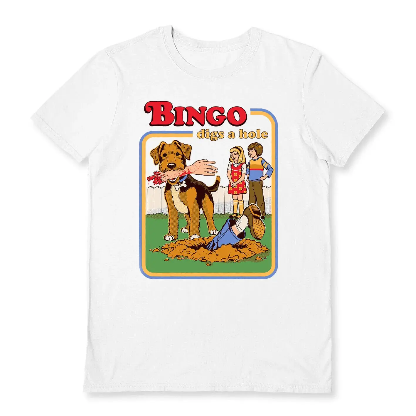 Steven Rhodes T-Shirt - Bingo Digs a Hole - Official White S/S Tee 5 Sizes