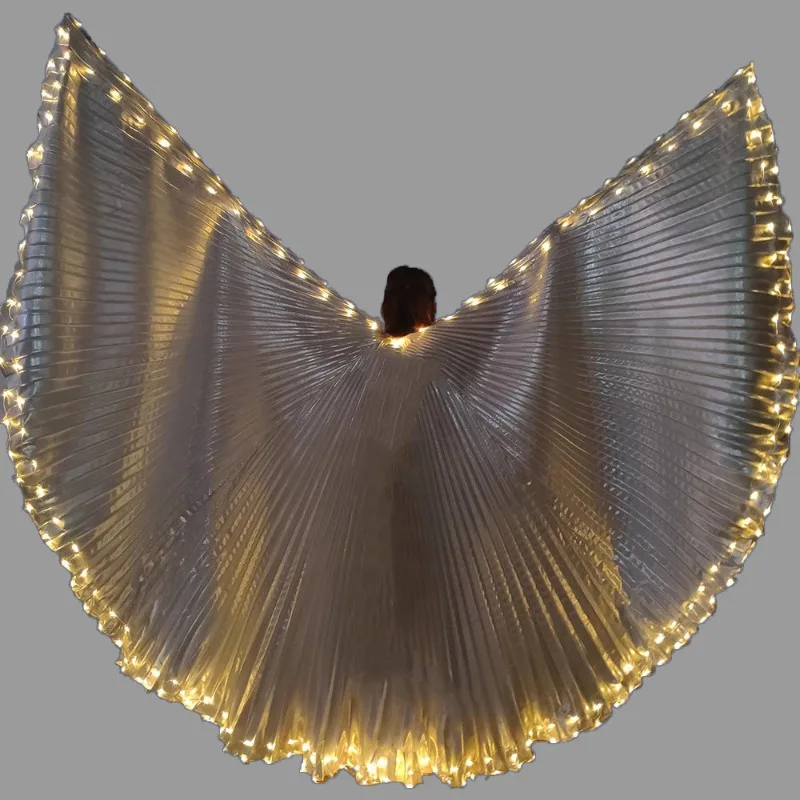 Belly Dance LED Wings ผู้ใหญ่ Luminous แยกปีกเต้นเต้นรำประสิทธิภาพ Props Telescopic Sticks และสวิทช์