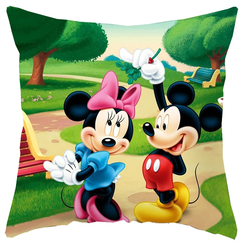 New Mickey Mouse Minnie Mouse Pillowcase Anime Figure Cushion Cover Plush Toys Pillow Cases Home Decoration Gift 45X45Cm