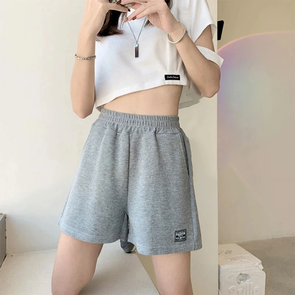 بنطال رياضي برباط، شورت نسائي أبيض واسع الساق، ملابس للعطلات والعطلات، ملابس كاجوال يومية، مرونة عالية