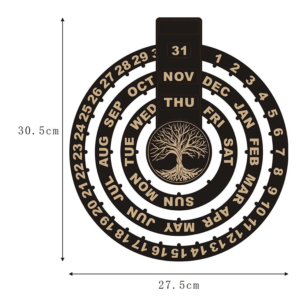 Perpetual Calendar Home Wooden Creative Round Rotating Calendar Calendar Table Wooden Calendar Decorative Pendant