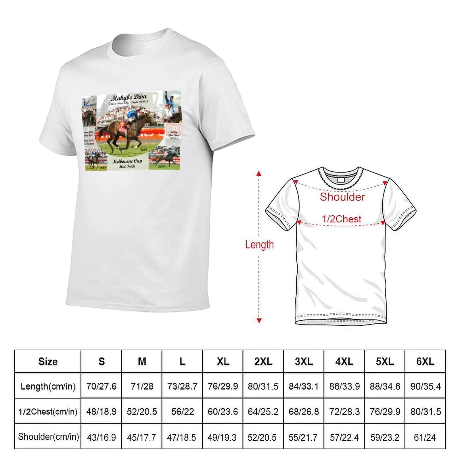 Makybe Diva Melbourne Cup Hat Trick T-Shirt plus size tops quick drying mens tall t shirts