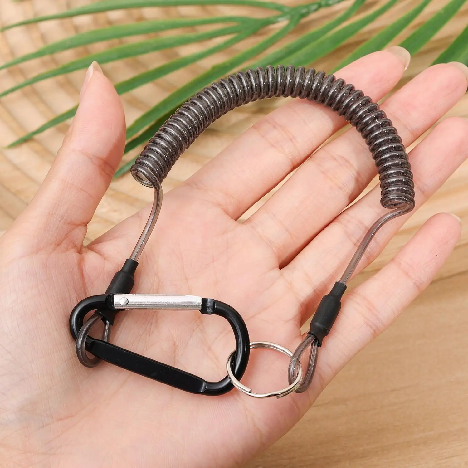 10/1pcs Retractable Keychains Anti-lost Rope with Keyring Carabiner Theftproof Coiled Spring Fishing Pliers Safety Lanyard Tools - view 4