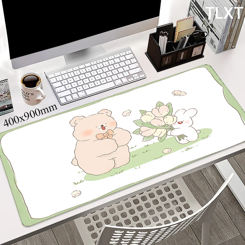 

900x400 Mousepad Kawaii Animal Large Mouse Pad Company Deskpads Office Accessories Rubber Desk Mat Mausepad Cute Table Mats