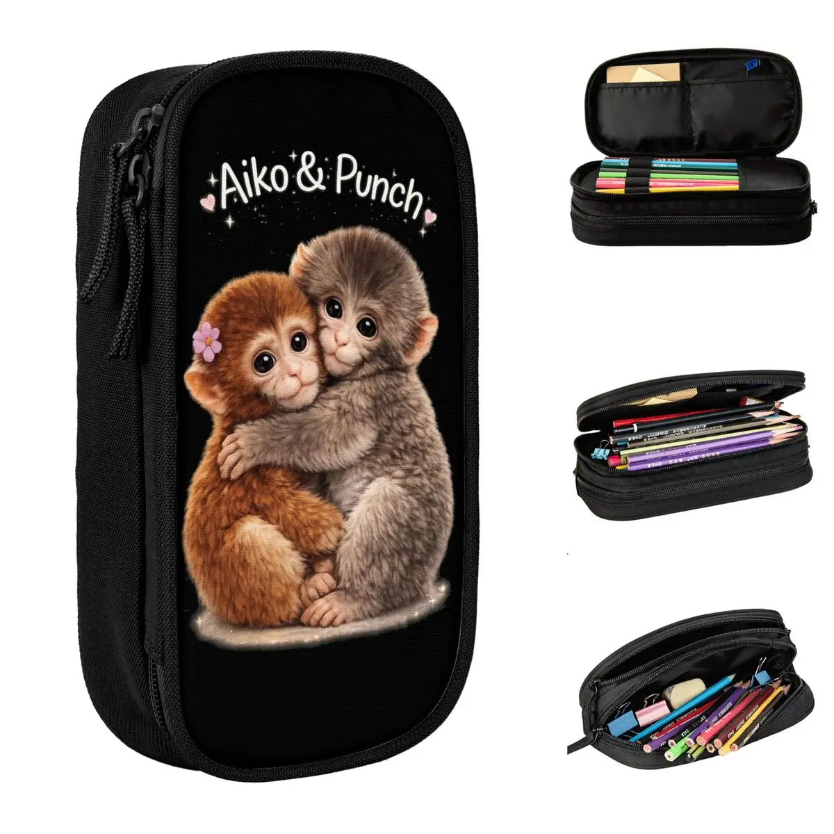 estojo-de-lapis-fofo-com-tema-de-amizade-animal-macaco-punch-com-a-amiga-aiko-porta-canetas-para-estudantes-e-mochilas-escolares