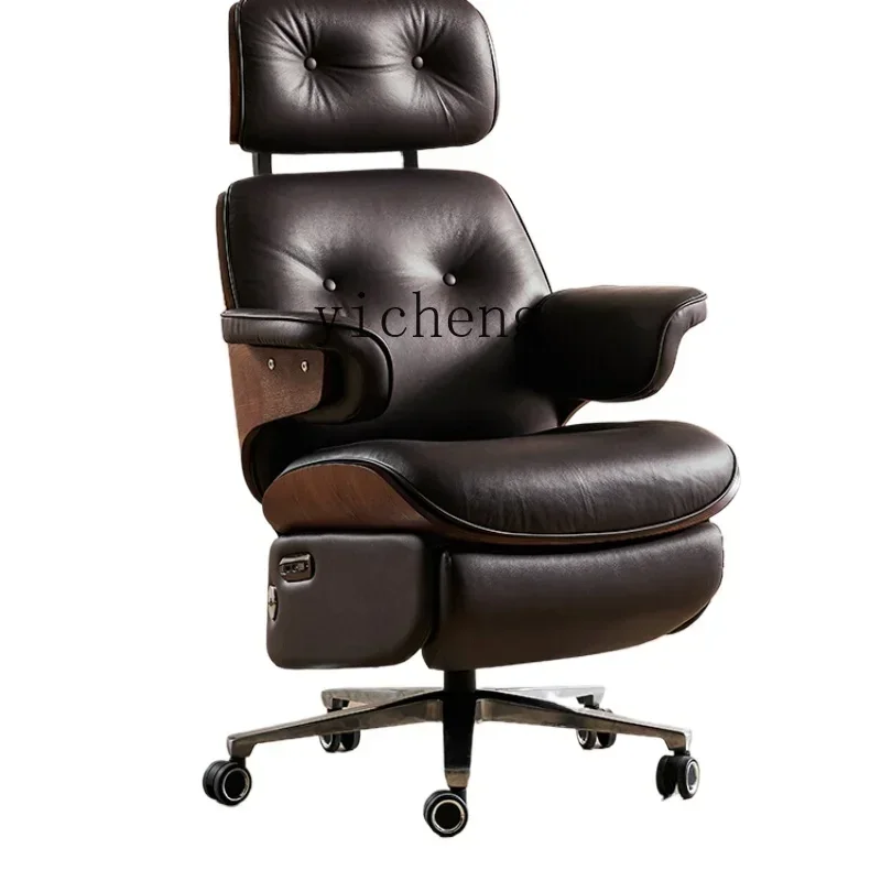 

Electric Office Chair First Layer Cowhide Boss Genuine Leather Home Computer Chair Reclining Comfortable Long Sitting