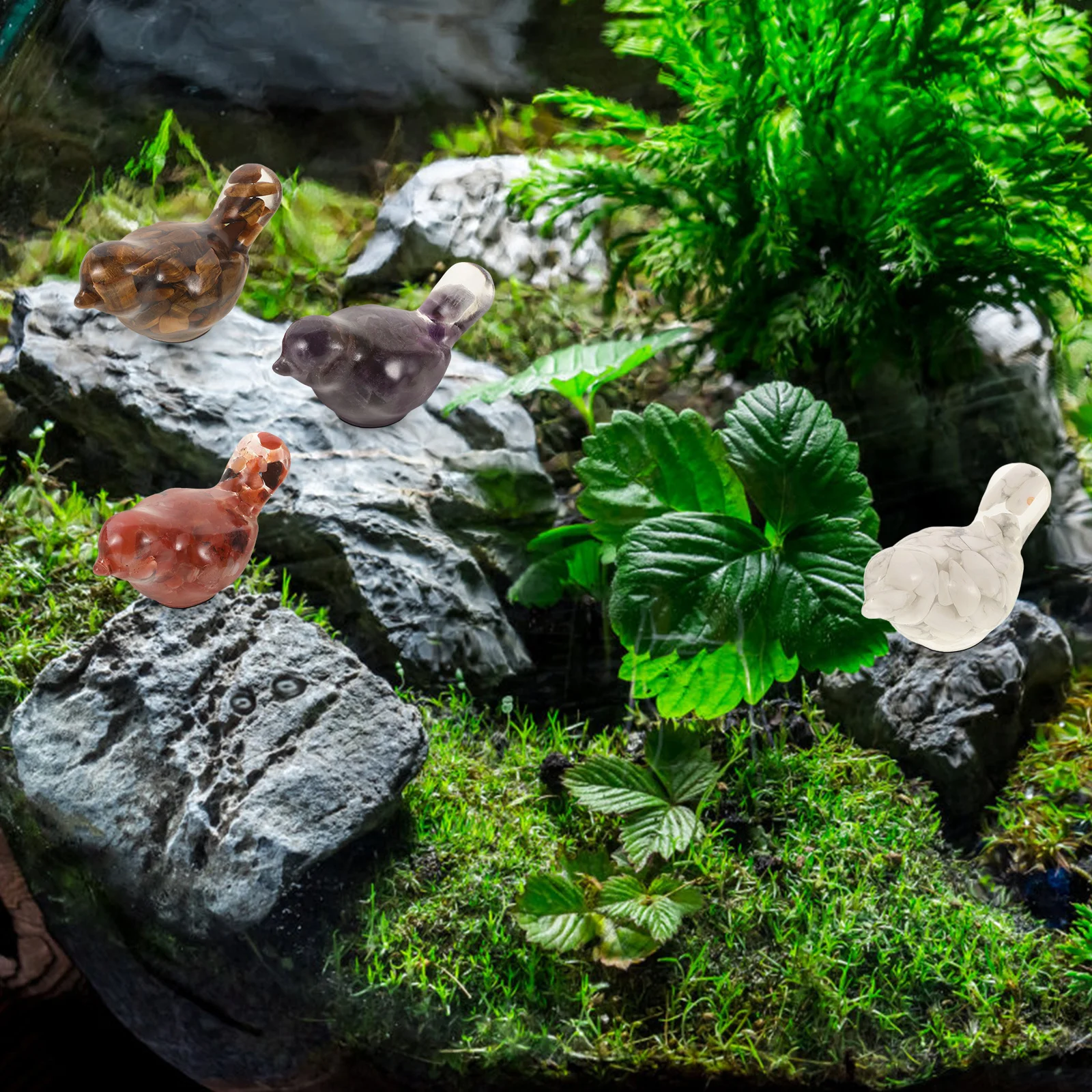 

4Pcs Miniature Crystal Resin Bird Statues Lightweight Realistic Detail for Garden Lawn Yard Micro Landscape Table Decor