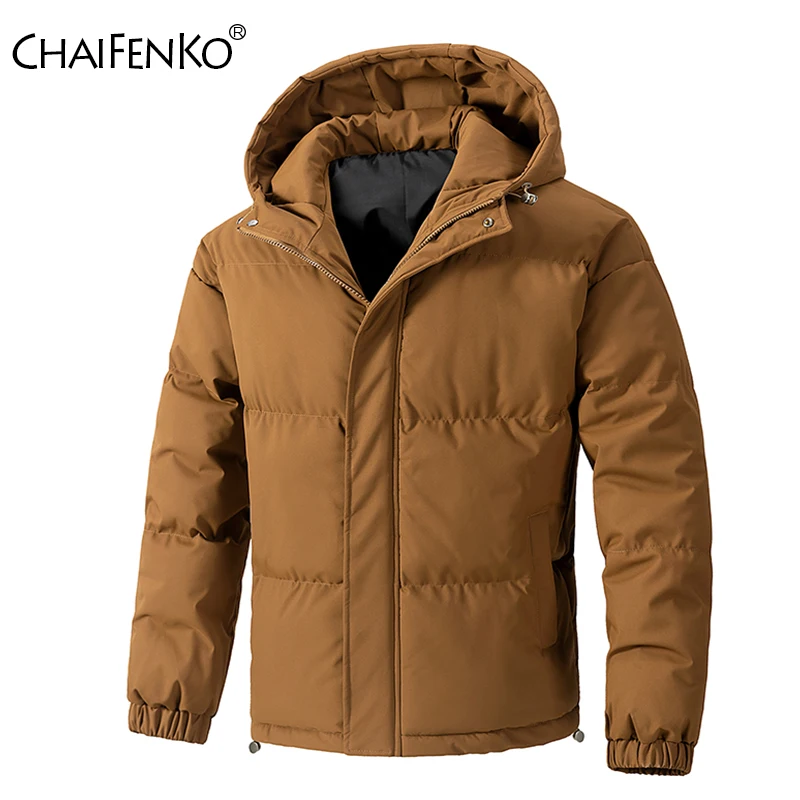 

Зимняя однотонная теплая мужская парка с капюшоном, новая модная ветрозащитная удобная повседневная куртка на открытом воздухе, простая свободная утолщенная куртка