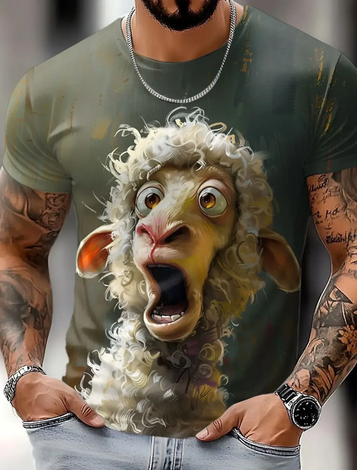 

Funny Animal T-shirt Men's 3D Print Short-sleeved Round Neck Shirt Exaggerated Designer Party Summer Casual Clothing