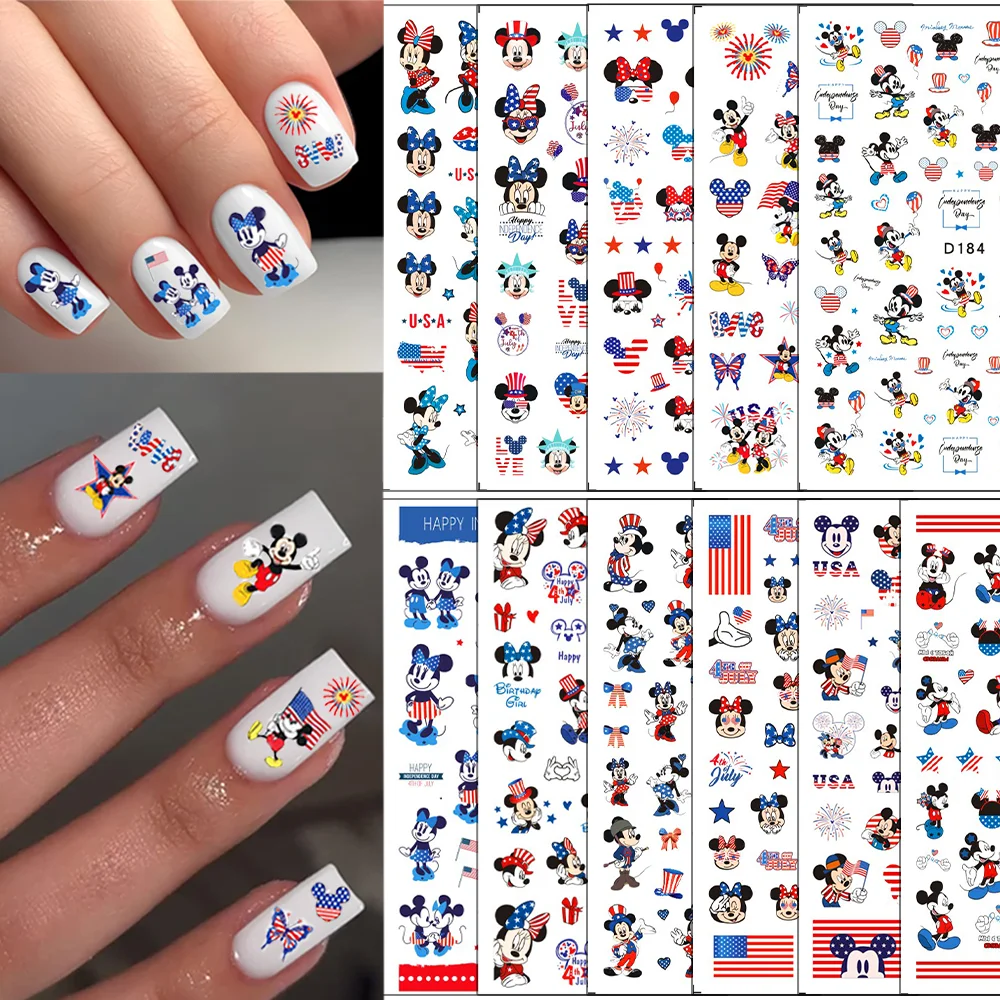 

Disney Mickey Mouse Independence Day DIY nail art stickers Christmas theme nail stickers Self-adhesive cut nail art stickers Sum