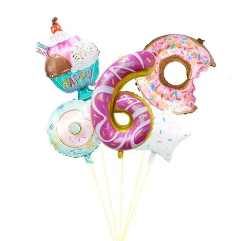 1set Birthday Party Decorations 32inch Candy Digital Foil Balloons 18inch Donut Helium Globos Baby Shower Sweat Ball Kids Toys