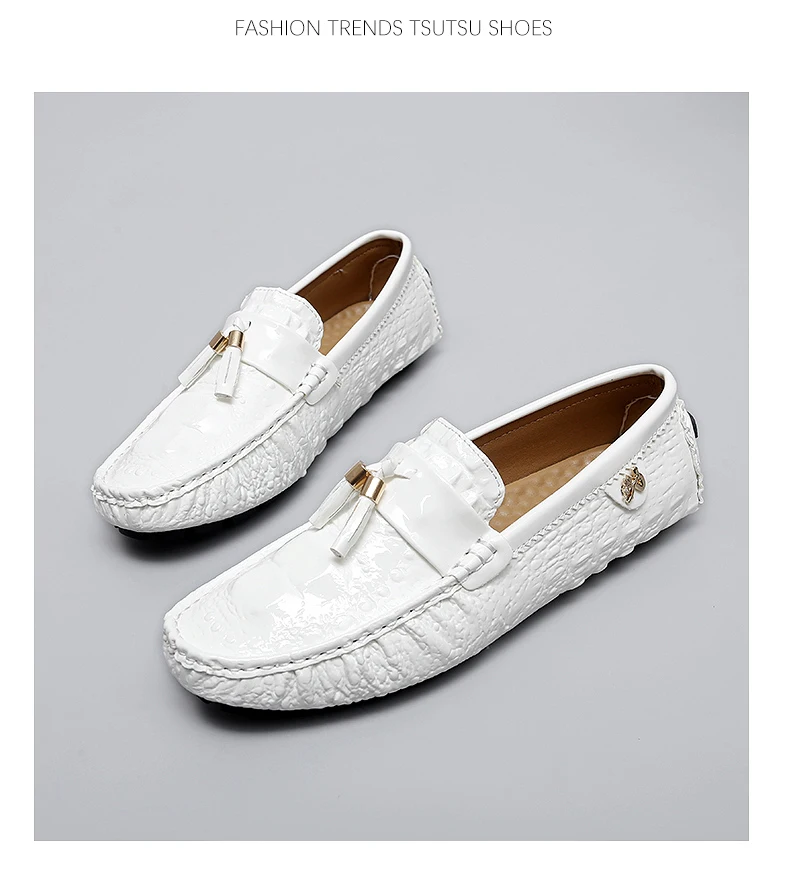 2025 Neuer Stil Handgefertigte Quasten-Loafer für Herren, Atmungsaktive Trendige Leichte Luxus-Krokodilmuster Slip-On Freizeit-Loafer, Unisex Fahrschuhe – Detail 18