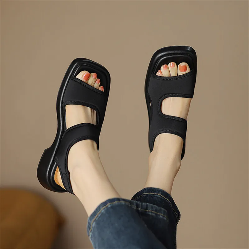 New Summer Sandals Women Shoes Open Toe Chunky Heels Sandals for Women Handmade Fashion Platform Sandals Shoes Zapatos De Mujer