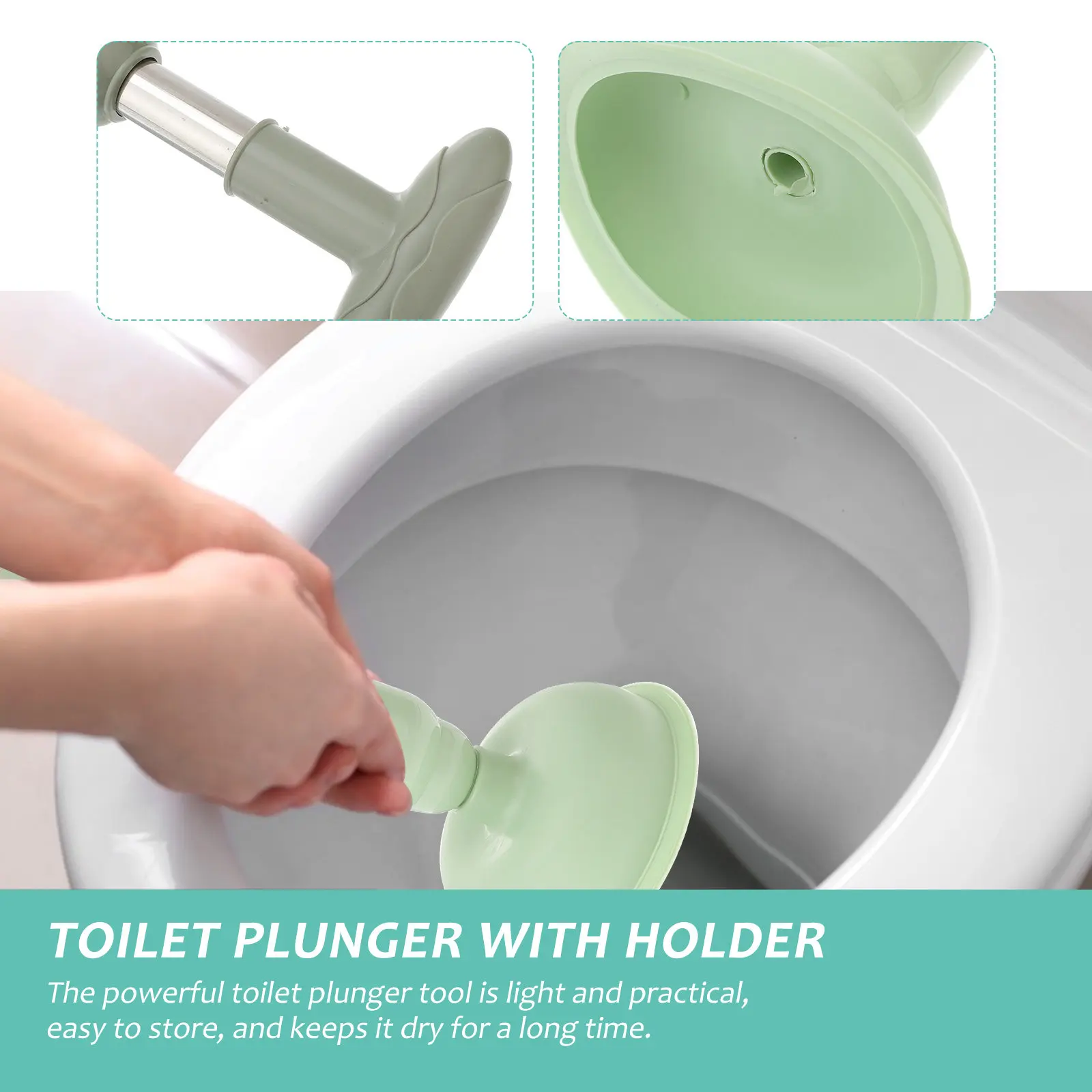 Powerful High Pressure Toilet Plunger Holder Home Drain Unclogger Tool Bathroom Kitchen Sink Toilet Plunger with Holder