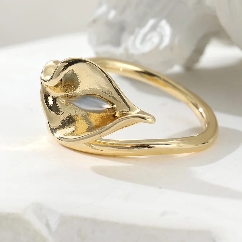 Blumen-Lotus-Muster, silbrig/goldfarben plattiert, verstellbare Ringe für Frauen, Verlobung, Dating, modischer, eleganter Ring, Schmuck – Detail 4
